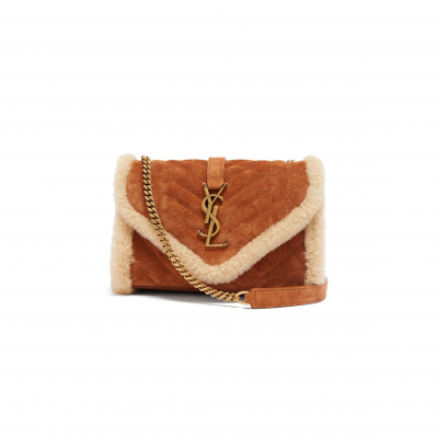 YSL ENVELOPE SMALL SHEARLING-SUEDE SHOULDER BAG 526286241562 (21*13*6cm)